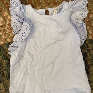 Janie and Jack Pale Blue Eyelet Sleeve Top